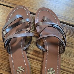 Tory Burch Patos Sandal in Brown Leather